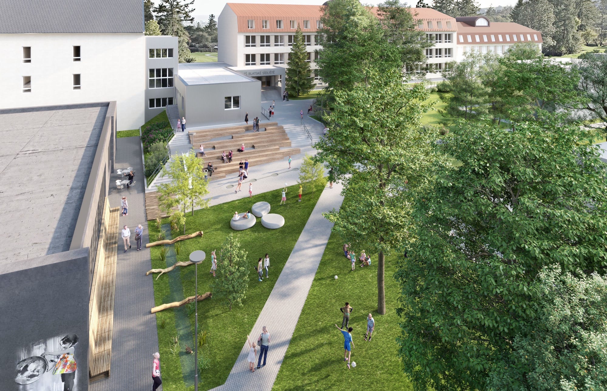 Veřejný prostor před ZŠ Blatské sídliště