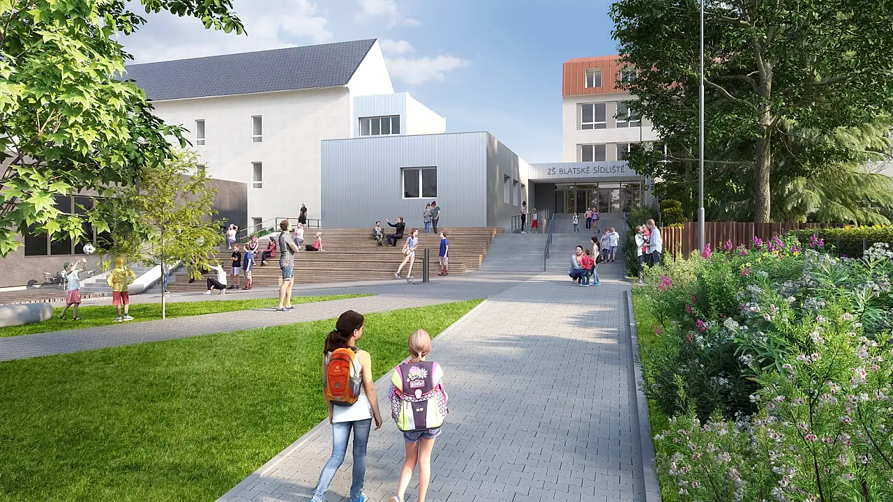 Veřejný prostor před ZŠ Blatské sídliště architekt Jakub Našinec