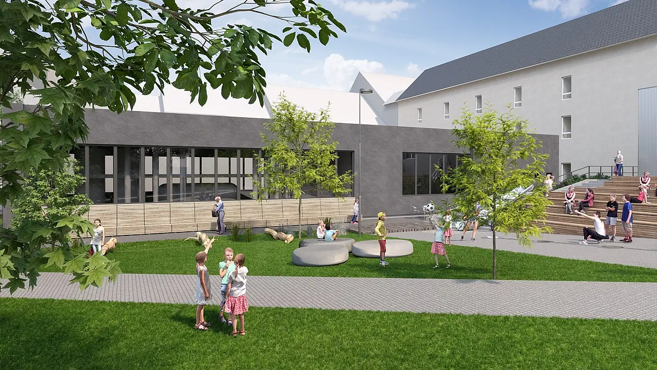 Veřejný prostor před ZŠ Blatské sídliště architekt Jakub Našinec